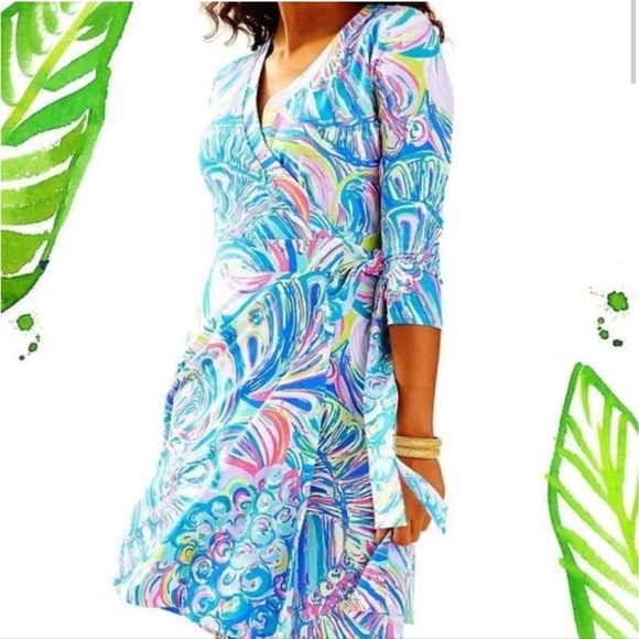 Lilly Pulitzer Emilia wrap dress in Multi Guilty Pleasure - Size L - Picture 2 of 10